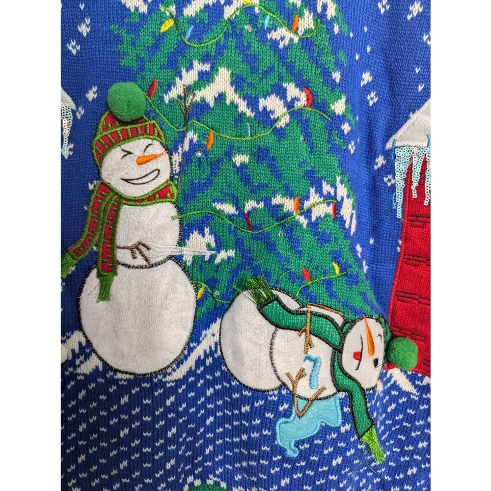 Jolly Sweaters Men's Light Up Snowman Icicle Ugly Christmas Sweater
